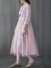 Women Floral Mesh Stitching Dress
